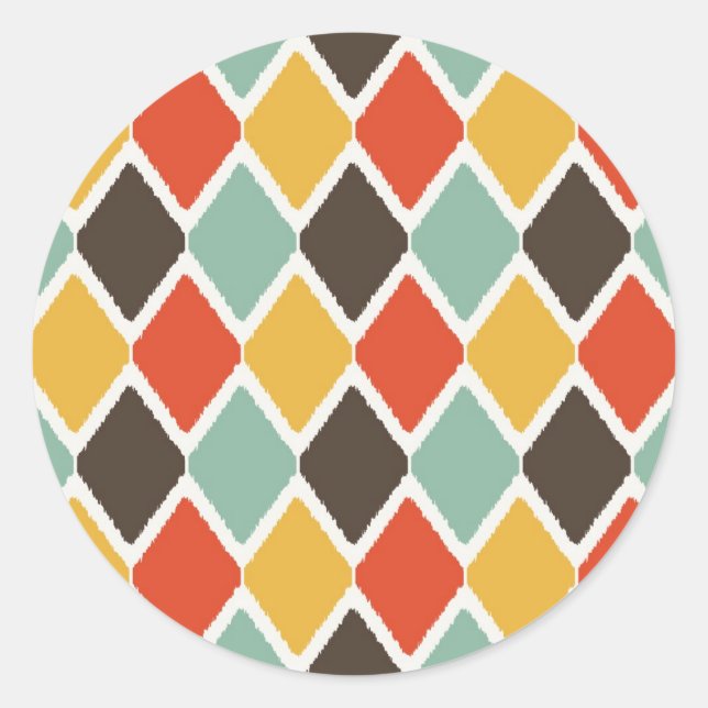 Sticker Rond Motif de mode tribal ikat moderne (Devant)