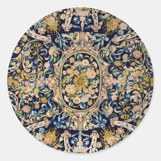 Sticker Rond Motif de moquette fleurie décorative (Devant)