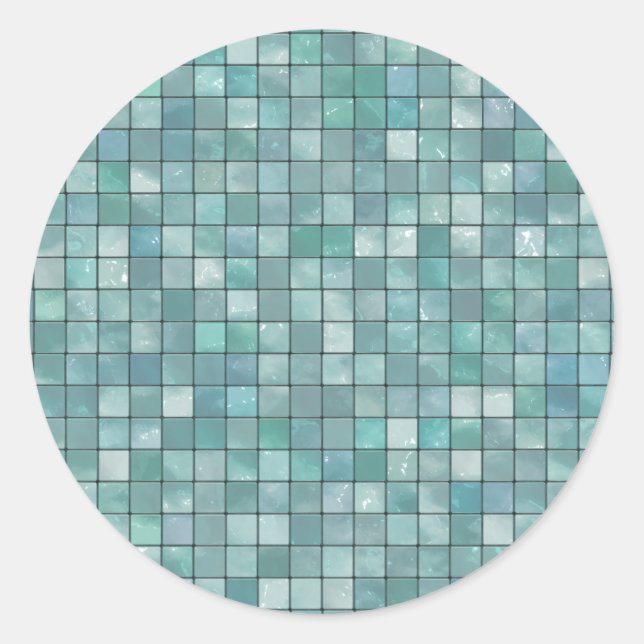 Sticker Rond Motif de mosaïque Turquoise modifié (Devant)