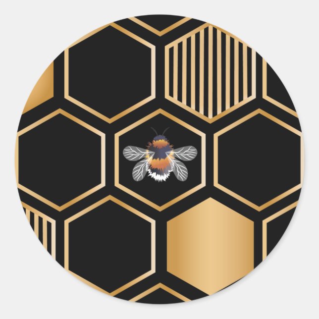 Sticker Rond Motif de nid d'abeille (Devant)