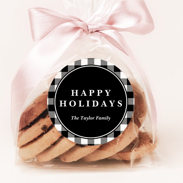 Sticker Rond Motif de Noël de Buffalo Noir (Créateur téléchargé)