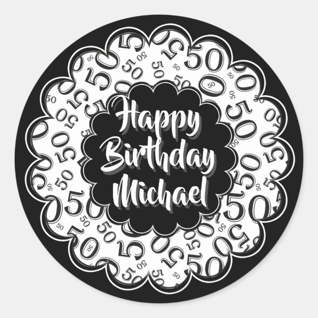 Sticker Rond Motif de nombre de joyeux anniversaire (Devant)