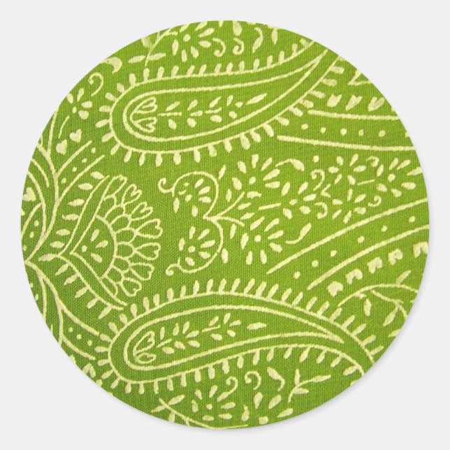 Sticker Rond Motif de paisley verte (Devant)
