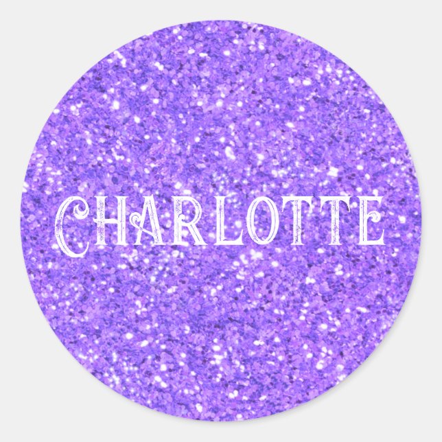 Sticker Rond Motif de parties scintillant pétillant violet (Devant)
