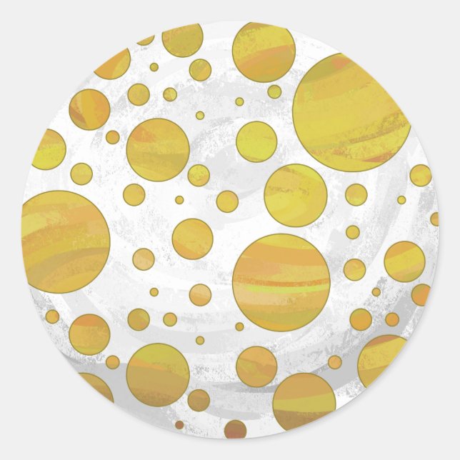 Sticker Rond Motif de point de polka ananas (Devant)