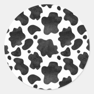 Sticker Rond Motif de points de vache Poster de animal noir et