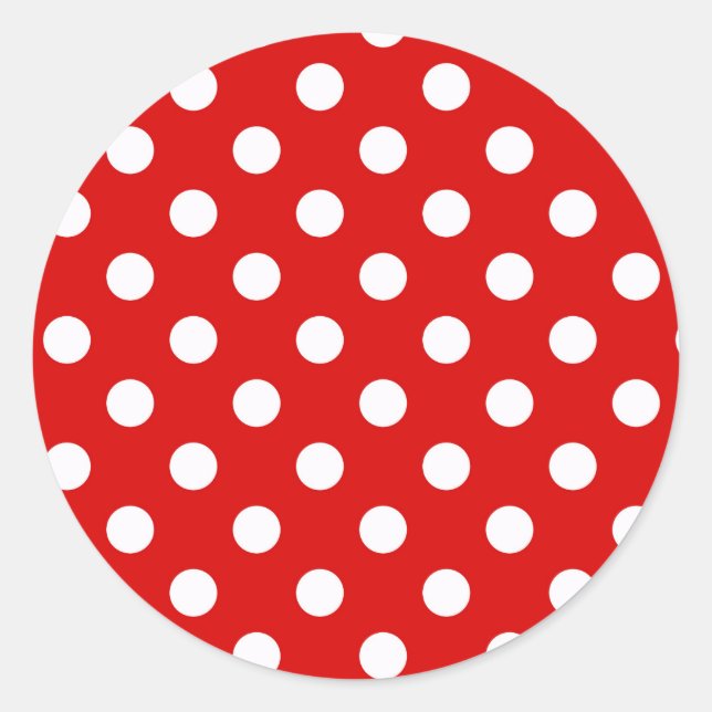 Sticker Rond Motif de points Polka rouge et blanc (Devant)