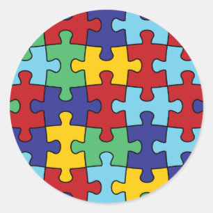 Sticker Rond Motif de puzzle sensibilisation sur l'autisme