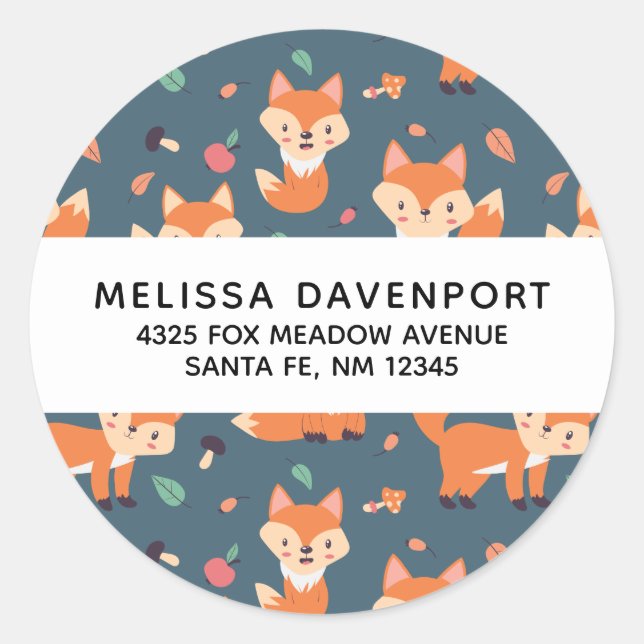 Sticker Rond Motif de renard orange mignon animal (Devant)