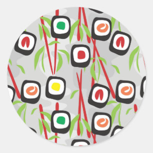 Sticker Rond Motif de sushi