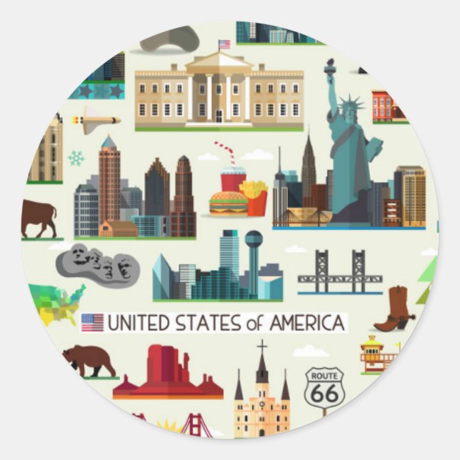 Sticker Rond Motif de symboles des Etats-Unis (Devant)