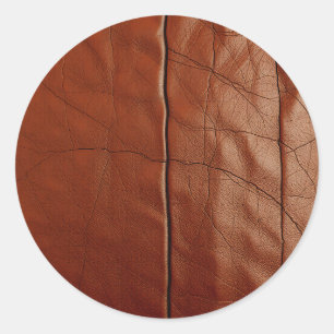 Sticker Rond Motif de texture de cuir brun riche