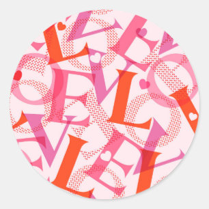 Sticker Rond Motif de typographie LOVE pour la Saint-Valentin 