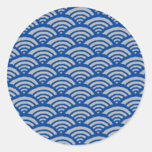 Sticker Rond Motif de vague japonais