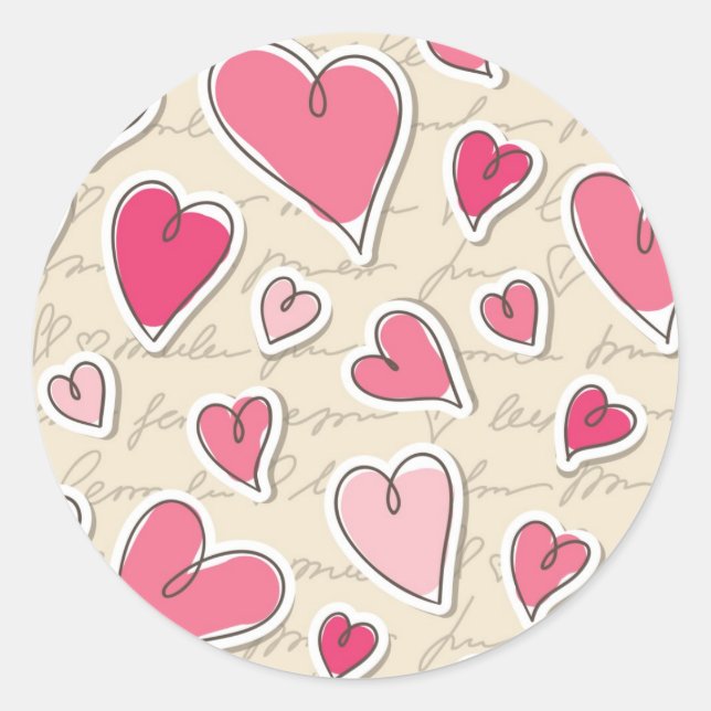 Sticker Rond Motif des Coeurs (Devant)