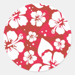 Sticker Rond Motif des fleurs d'Hibiscus