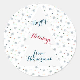 Sticker Rond Motif des flocons et des points d'hiver