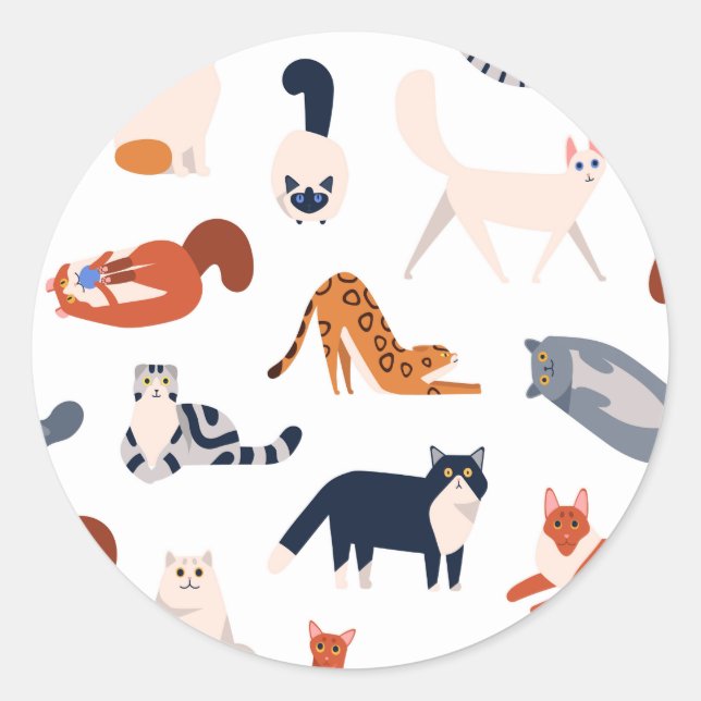Sticker Rond Motif des races de chats (Devant)