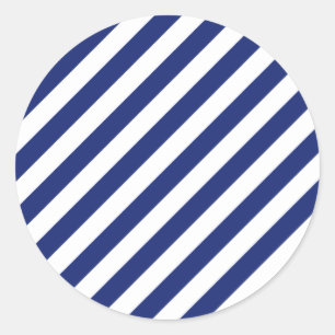 Sticker Rond Motif des rayures diagonales bleu et blanc de la m