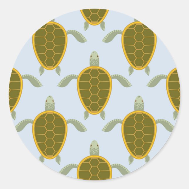 Sticker Rond Motif Des Tortues De Mer (Devant)