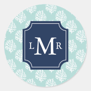 Sticker Rond Motif d'été de la Monnaie mignonne et Monogramme b