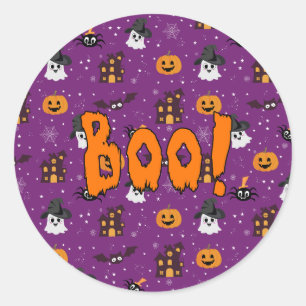 Sticker Rond Motif d'Halloween violet