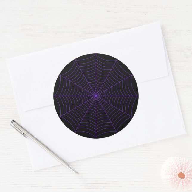 Sticker Rond Motif d'Halloween violet noir (Enveloppe)