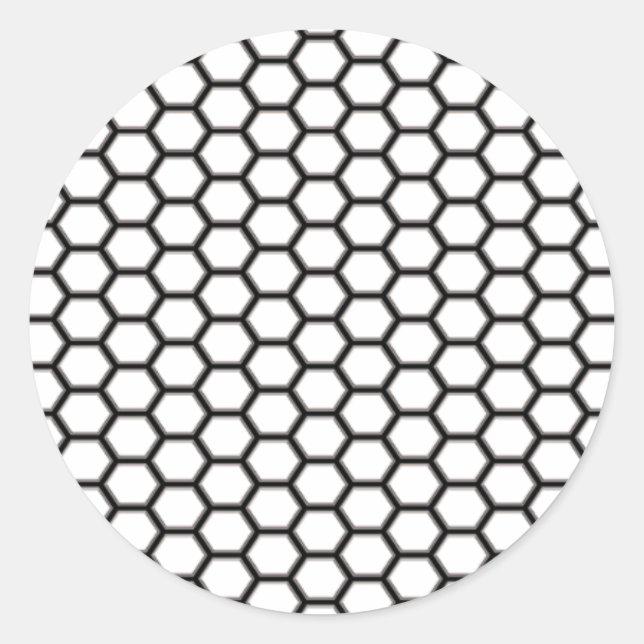 Sticker Rond Motif diamant de nid d'abeille noir et blanc (Devant)