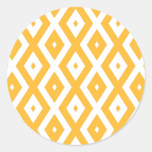 Sticker Rond Motif diamant jaune et blanc soleil
