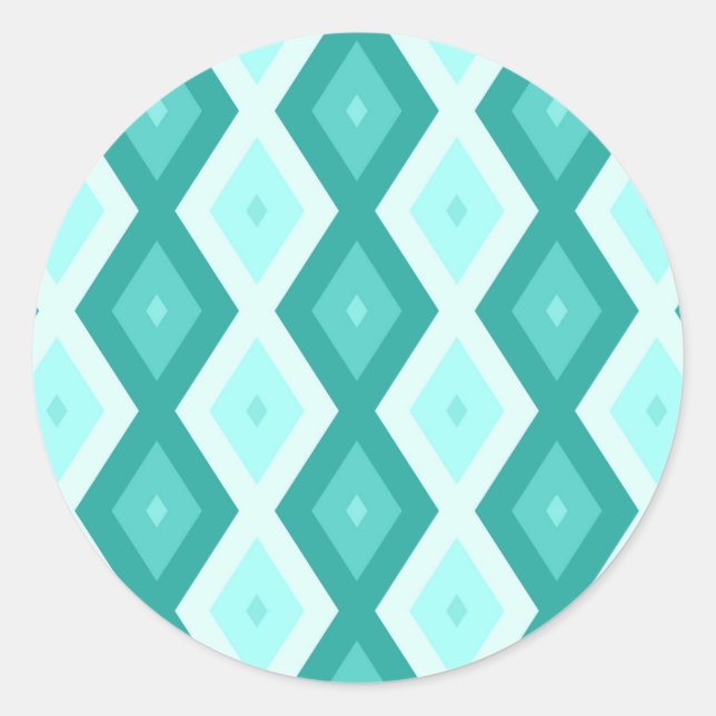 Sticker Rond Motif diamant turquoise (Devant)