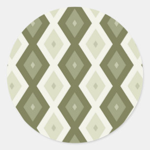 Sticker Rond Motif diamant vert olive