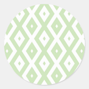 Sticker Rond Motif diamant vert pâle et blanc