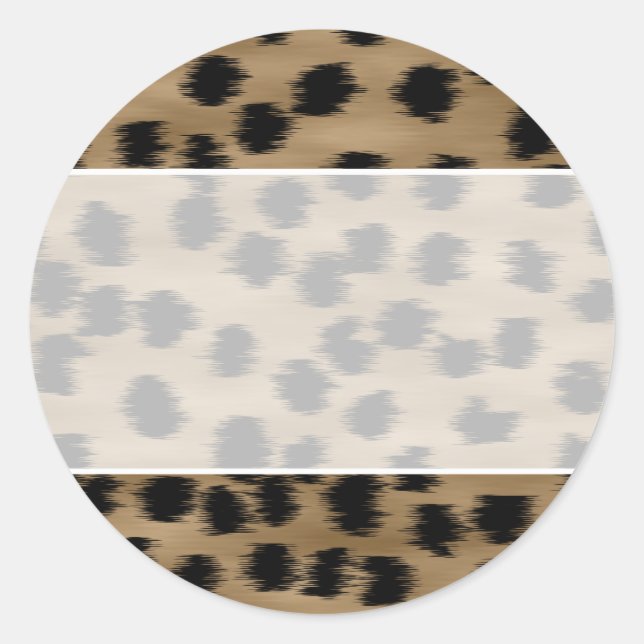 Sticker Rond Motif d'impression noir et Brown Cheetah. (Devant)