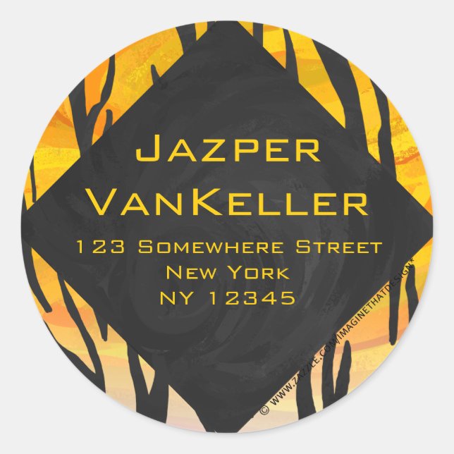 Sticker Rond Motif d'impression noir et orange (Devant)