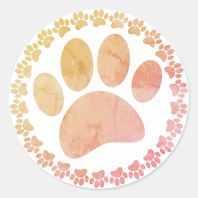 Sticker Rond Motif D'Impression Paw Et Round Frame Dog (Devant)