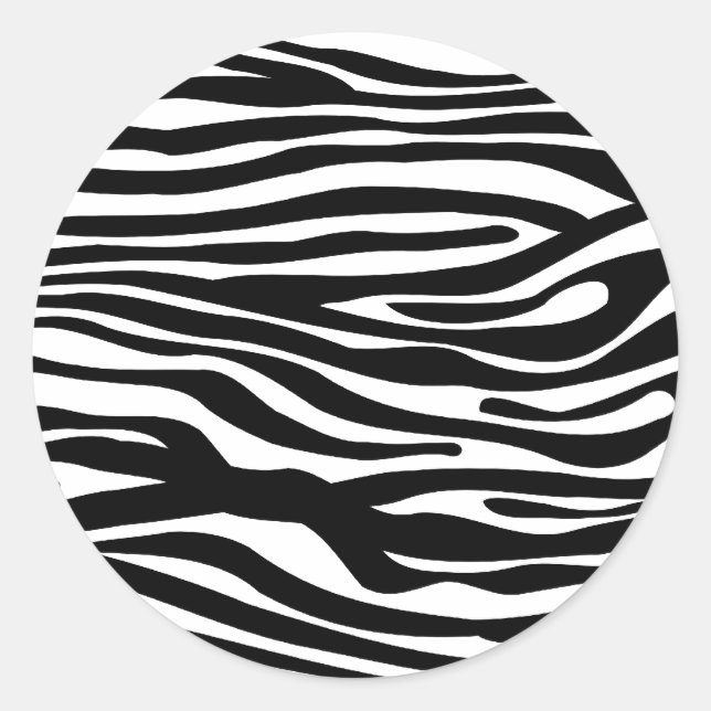 Sticker Rond Motif d'impression Zebra - noir et blanc (Devant)
