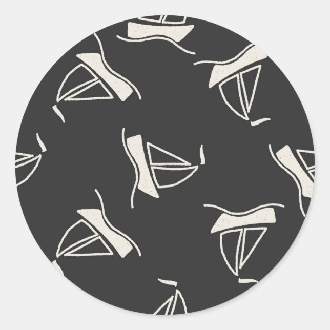 Sticker Rond Motif Doodle Sailboat (Devant)