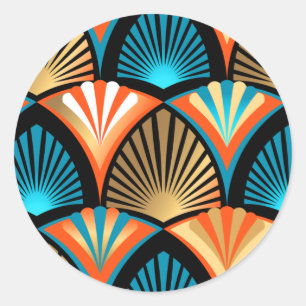Sticker Rond Motif d'or feuille en palmier géométrique Art Déco