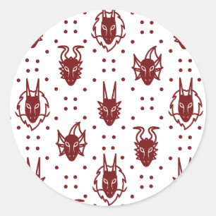 Sticker Rond Motif Dragon Dot Imaginaire blanc et rouge Crimson