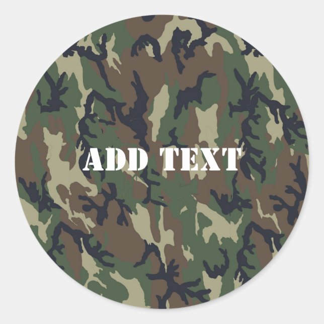 Sticker Rond Motif du camouflage vert militaire (Devant)