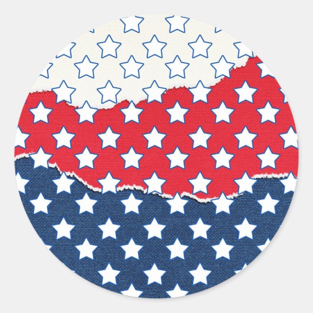 Sticker Rond Motif du drapeau américain Red White & Blue Stars (Devant)