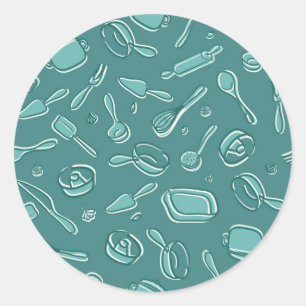 Sticker Rond Motif d'ustensiles de cuisine