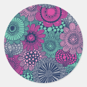 Sticker Rond Motif élégant et lumineux de magnifiques fleurs
