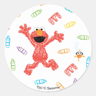 Sticker Rond Motif Elmo Crayon