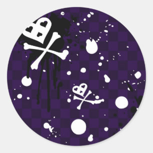 Sticker Rond Motif Emo Couleur Foncé Avec Peinture