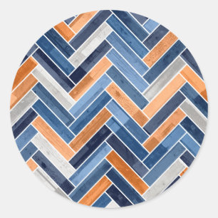 Sticker Rond Motif en Bleu et Orange Marine