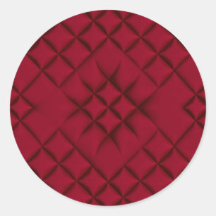 Sticker Rond Motif en cuir matelassé rouge profond