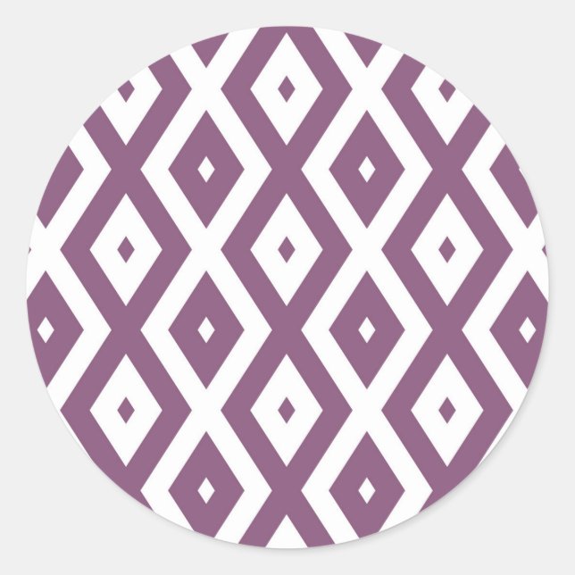 Sticker Rond Motif en diamant blanc et mauve (Devant)