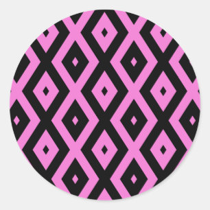 Sticker Rond Motif en diamant rose et noir