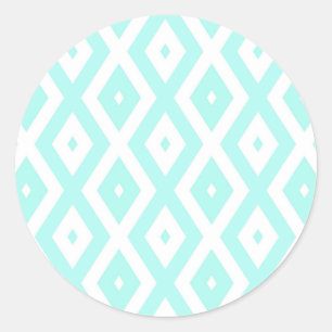 Sticker Rond Motif en diamant Turquoise et blanc